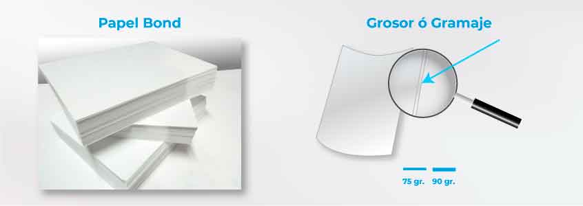 papel bond gramaje de 75 gramos y 90 gramos
