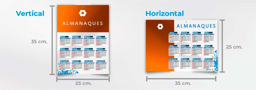 almanaques 35x25cm vertical ú horizontal