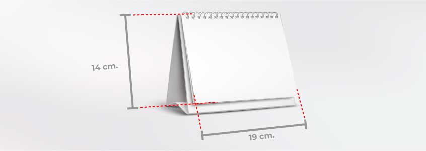 calendario tamaño 14 por 19 centimetros