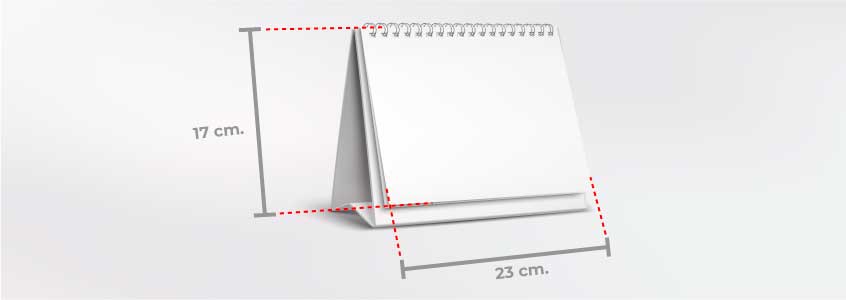 calendario tamaño 17 por 23 centimetros